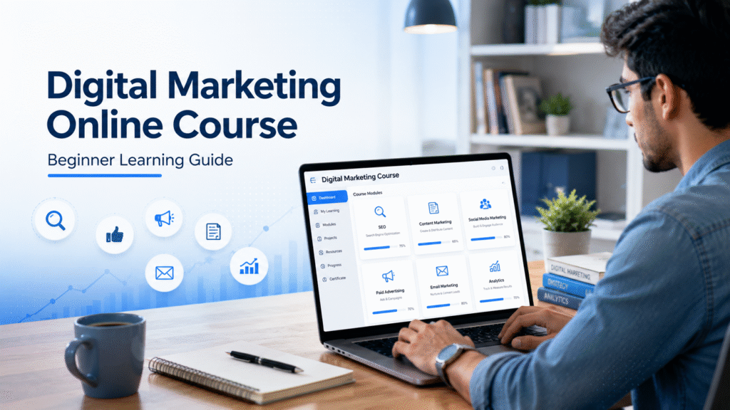 digital marketing online course for beginners learning SEO and marketing